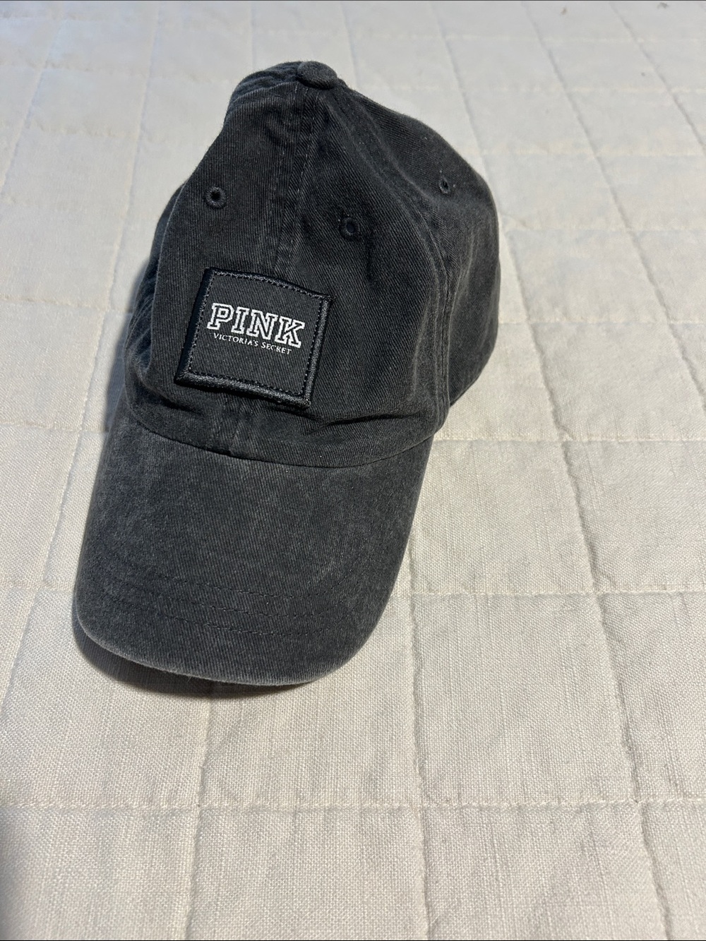 PINK Victoria's Secret Black Logo Patch Cotton Baseball Cap